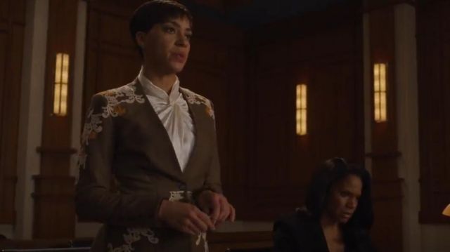 3.1 Phillip Lim Silk Twist Front Blouse worn by Lucca Quinn (Cush Jumbo) in The Good Fight (S03E03)