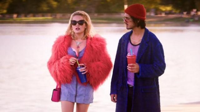 Boohoo Shaggy Faux Fur Coat worn by Carly Carlson (Kelli Berglund) in Now Apocalypse (S01E04)