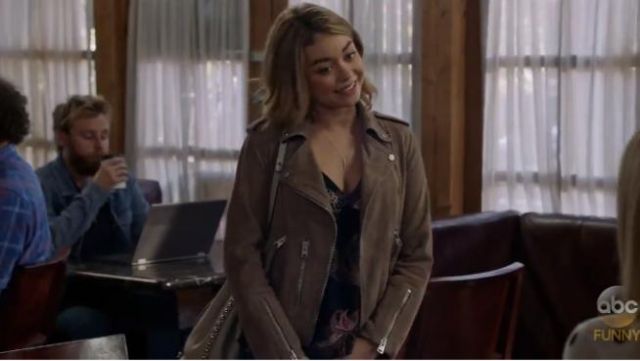 All Saints Plait Balfern Jacket in Mushroom worn by Haley Dunphy (Sarah Hyland) in Modern Family (S08E08)
