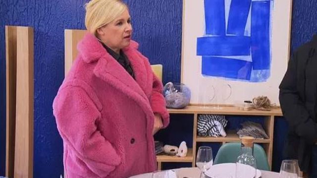 Le manteau en fausse fourrure rose de Hélène Darroze dans Top Chef France le 03.04.2019