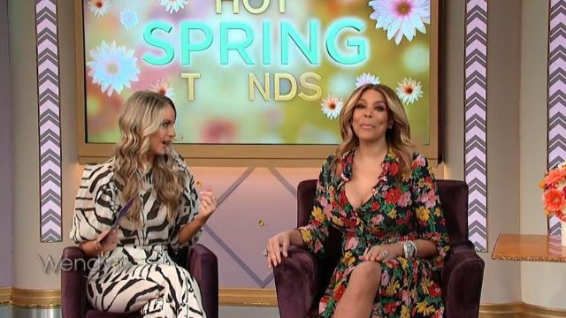 Tara Jarmon Floral Midi Wrap Dress worn by Wendy Williams on The Wendy Williams Show April 2, 2019