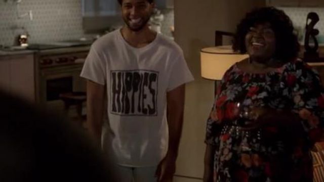 L'Ancien homme d'état Hippies Imprimé T-shirt porté par Jamal Lyon (Jussie Smollett) dans l'Empire (S04E02)