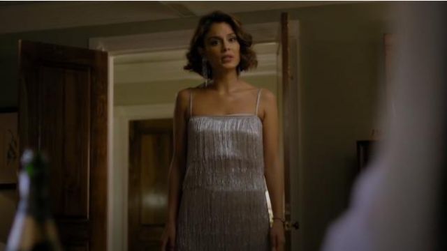 Silver Delilah Skirt worn by Cristal Jennings (Ana Brenda Contreras) in TV Show Dynasty Season 1 Episode 9