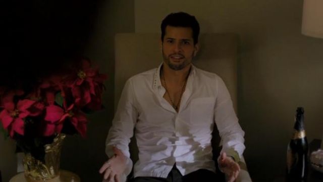 White Rockstud Cotton Shirt worn by Sam Jones (Rafael de la Fuente) in TV Show Dynasty Season 1 Episode 9