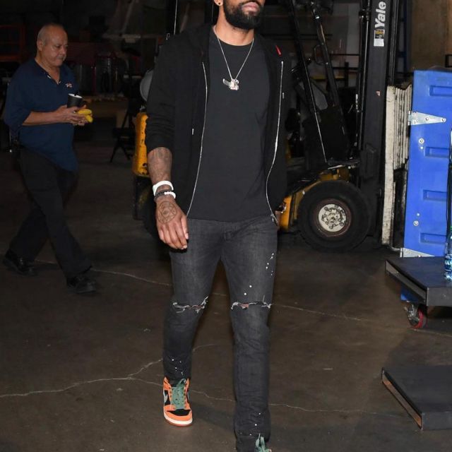 DSQUARED2 faded distressed jeans worn by Kyrie Irving on the Instagram account @leaguefits