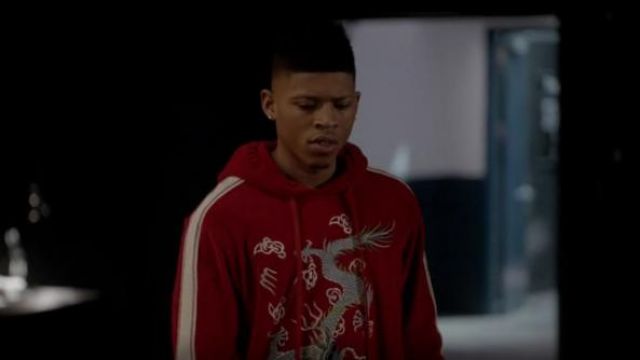 Gucci Dragon Applique Velvet Hoodie worn by Hakeem Lyon (Bryshere Y. Gray) in Empire (S04E13)