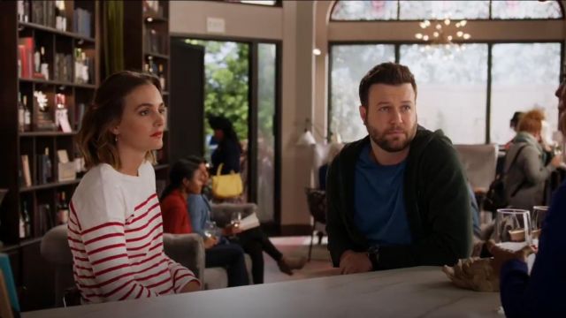 Rag & Bone Halsey Raw Edge Striped Tee worn by Angie D'Amato (Leighton Meester) in Single Parents (S01E20)