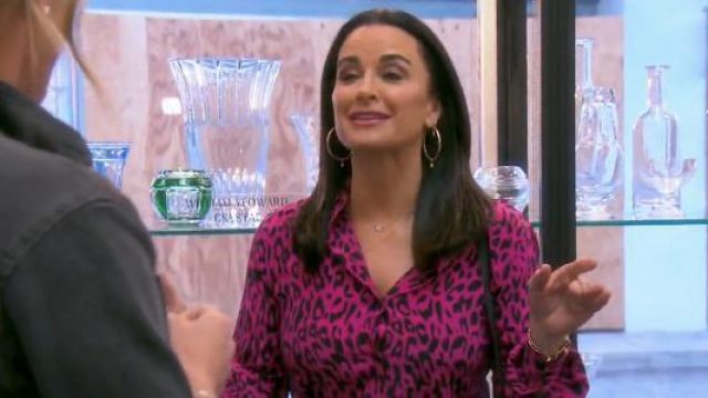Robert Rodriguez Leopard-Print Silk Blouse worn by Herself (Kyle Richards) in The Real Housewives of Beverly Hills (S09E07)
