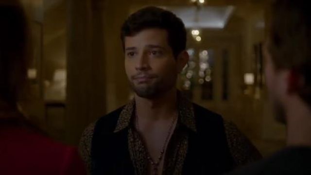  Leopard-Print Cotton-Cashmere Shirt worn by Sam Jones (Rafael de la Fuente) in Dynasty Season 1 Episode 18