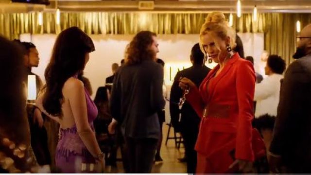 Rubine Virgin Wool Jacket with Swarovski Belt worn by Alexis Carrington (Nicollette Sheridan) in Dynasty Season 1 Episode 19