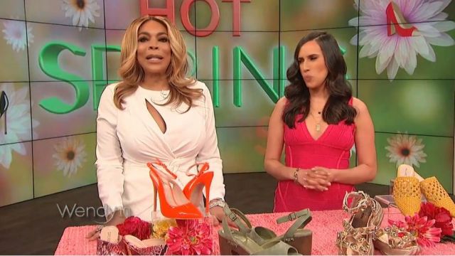 Dress the Population Coby Twisted Faux Wrap Cocktail Dress worn by Wendy Williams on The Wendy Williams Show April 9, 2019