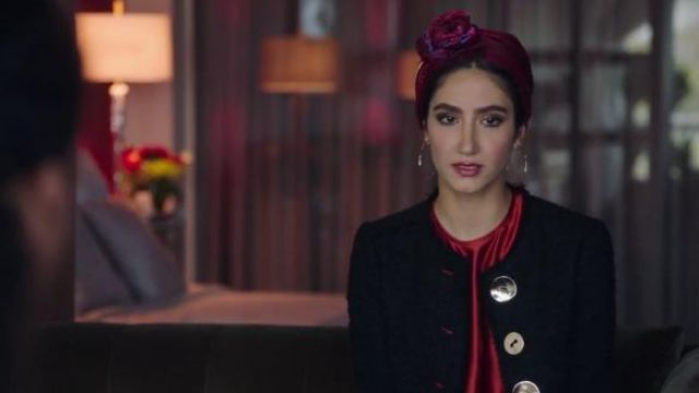 Zara Tweed Coat avec des Boutons portés par Adena El Amin (Nikohl Boosheri) dans Le Gras (S02E10)