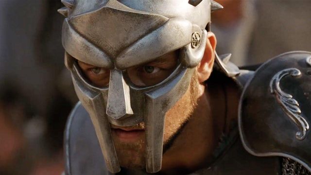 The replica of the helmet gladiator Maximus (Russell Crowe) in Gladiator