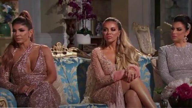 Terani Couture Bead Embellished Plunging Evening Gown worn by Dolores Catania in The Real Housewives of New Jersey (S09E16)