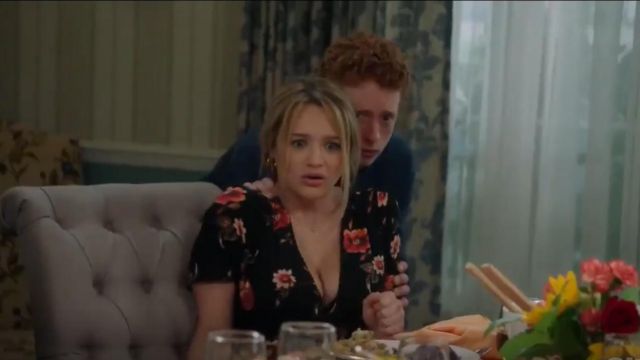 Cotton Candy LA Floral Print Wrap Dress worn by Clementine (Hunter King) in Life in Pieces (S03E04)