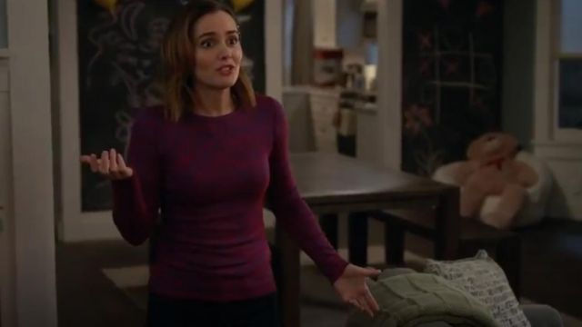 Rag & Bone Crewneck Long Sleeve Slim Patterned Jersey Tee worn by Angie D'Amato (Leighton Meester) in Single Parents (S01E21)