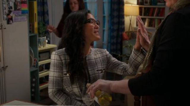 Alexander Wang Checked tie front Jacket worn by Doris (Ali Wong) in American Housewife (S03E17)