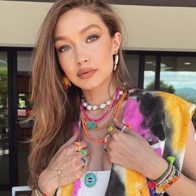 The Necklace Pendant Eye Blue Worn By Gigi Hadid On His