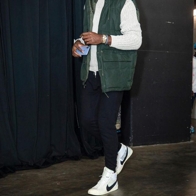 The 10: Nike Blazer Mid "Off White" Sneakers worn by Patrick Patterson on the Instagram account of @complexsneakers