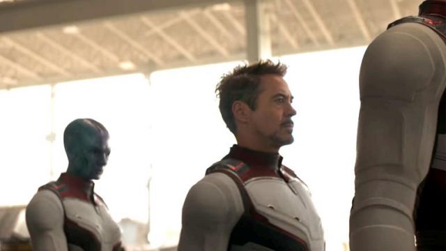 The costume of Tony Stark / Iron Man (Robert Downey Jr.) in Avengers : Endgame