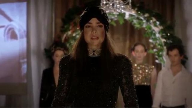 Jennifer Behr  Roxanne Silk-Faille Turban worn by Ava Jalali (Sofia Carson) in Pretty Little Liars: The Perfectionists (S01E06)