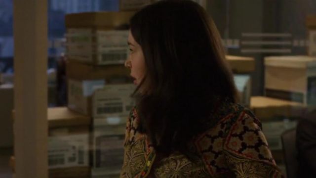 Alice + Olivia Patchwork Print Silk Shirt worn by Marissa Gold (Sarah Steele) in The Good Fight (S03E07)