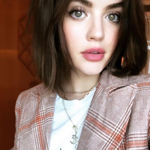The jacket in plaid Lucy Hale on the account instagram @_cutelucyhale_