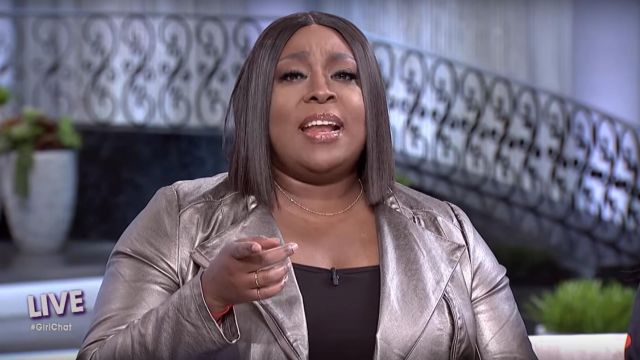 Lane Bryant Metallic Moto Jacket worn by Loni Love on The Real Talk Show March 2019