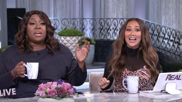 Paige  Cicely Silk Faded Leopard Print Dress worn by Adrienne Bailon on The Real Talk Show March 2019