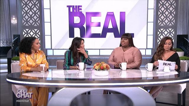 Equipment Essential Floral Print Silk Top worn by Tamera Mowry on The Real Talk Show March 2019