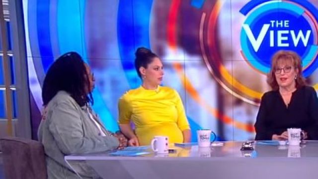 Alice + Olivia Delora Fitted Mock Neck Dress worn by Abby Huntsman on The View April 8, 2019