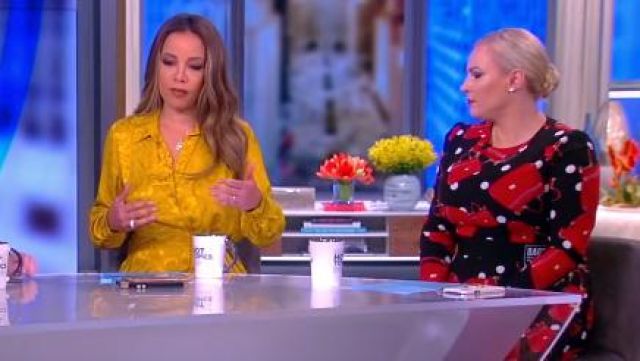 Dolce & Gabbana Printed stretch-silk chiffon midi dress worn by Meghan McCain on The View April 22, 2019
