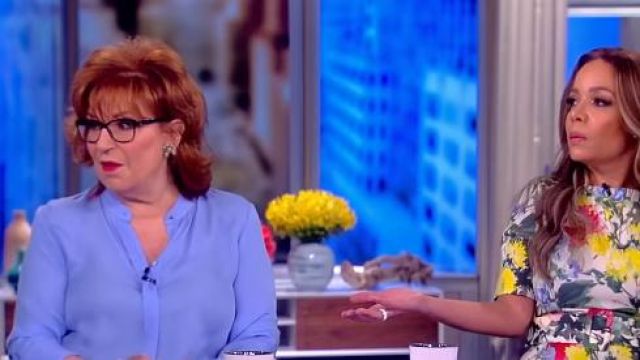 Elie Tahari  Asifa Silk Asymmetric-Hem Blouse worn by Joy Behar on The View April 25, 2019