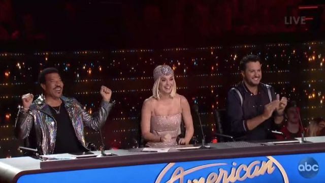 Raisa & Vanessa Crystal Embellished Headband worn by Katy Perry on American Idol April 2019