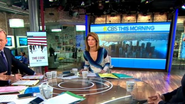 Diane von Furstenberg Robe en Soie Imprimée porté par Norah O'Donnell sur CBS, Ce Matin, 9 avril 2019