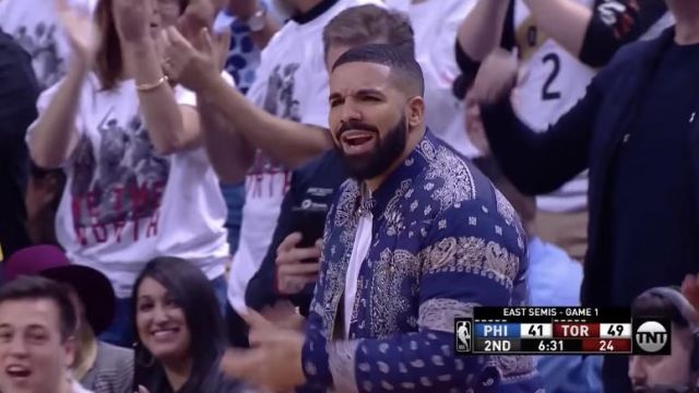 Visvim AW12 Kerchief Bandana Jacket worn by Drake for NBA Playoffs Game 1 Raptors VS 76ers - April 27, 2019