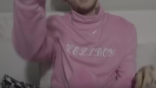 Pink sweatshirt worn by Lil Peep in his Cobain music video
