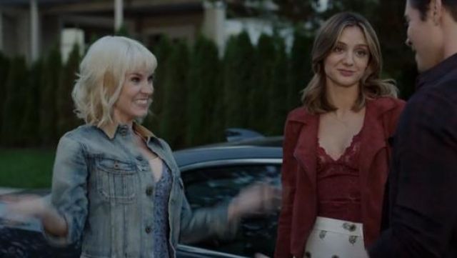 Astr Faux Suede Moto Jacket in Rusted Tan worn by Megan Morrison (Christine Evangelista) in The Arrangement (S01E07)