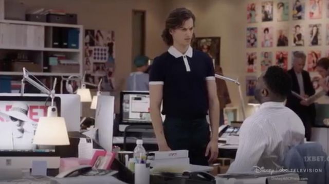 Club Monaco Piped Shoulder Polo Shirt worn by Patrick Duchand (Peter Vack) in The Bold Type (S03E03)