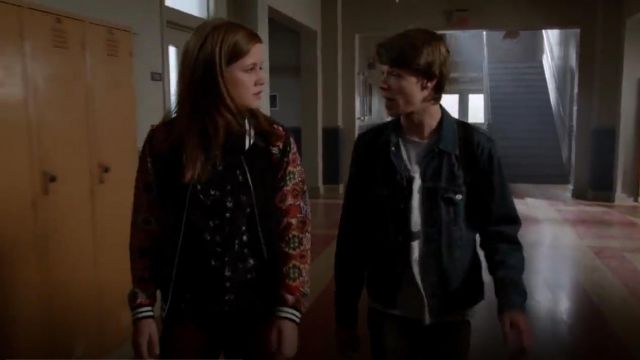 Rebecca Minkoff Alma Embroidered Silk Bomber Jacket worn by Norrie Calvert-Hill (Mackenzie Lintz) in Under the Dome (S02E10)