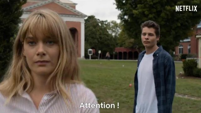 The blue shirt dark Campbell (Toby Wallace) in The Society-Season 1