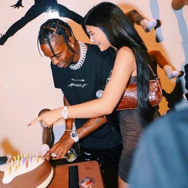 By Far Rachel Croc Embossed Leather bag worn by Kylie Jenner Celebrating Travis Scott's Birthday April 30, 2019