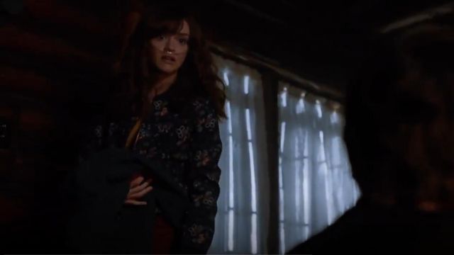 Zara Floral Bomber Jacket worn by Emma Decody (Olivia Cooke) in Bates Motel (S03E04)