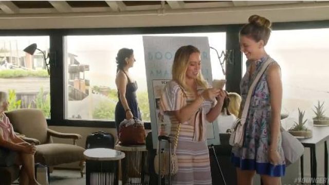 Solid and Striped The Tie cutout striped basketweave cotton jumpsuit worn by Kelsey Peters (Hilary Duff) in Younger (S03E11)