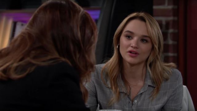 Bailey 44 Hold Me Tight Houndstooth Check Tie Front Shirt worn by Hunter King as seen in The Young and the Restless April 2019