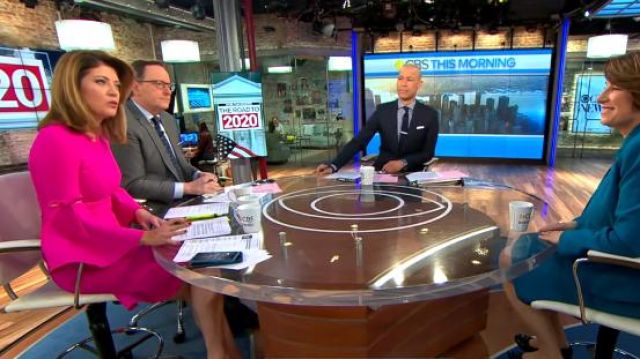 Oscar de la Renta  3/4 Flutter Sleeved Pencil Dress worn by Norah O'Donnell on CBS This Morning May 3, 2019