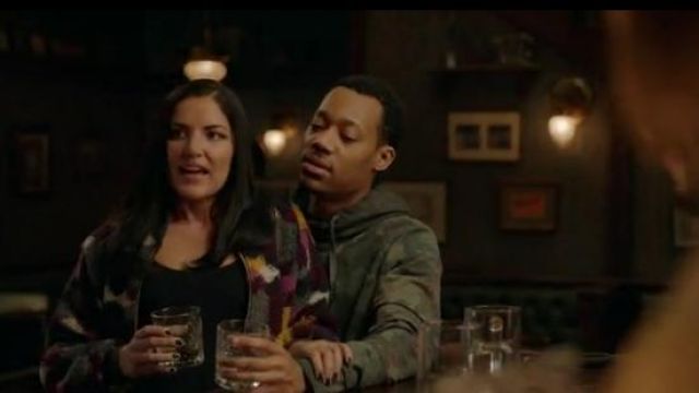 Essentiel Antwerp  Knitted Multicolor Bomber Jacket worn by Tina Marek (Marika Dominczyk) in Whiskey Cavalier (S01E10)