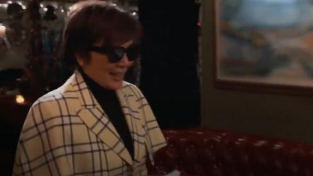 Sara Battaglia – Cape-effect Checked Wool Blazer – Bright yellow worn by Herself (Kris Jenner) in Keeping Up with the Kardashians (S16E06)