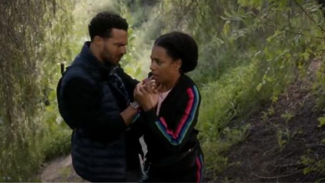 Pam & Gela Track Jacket with Stripes worn by Dr. Maggie Pierce (Kelly McCreary) in Grey's Anatomy (S15E24)