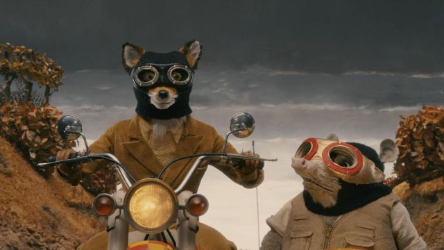 Les lunettes de protection de moto de Mr. Fox (George Clooney) dans The Fantastic Mr Fox